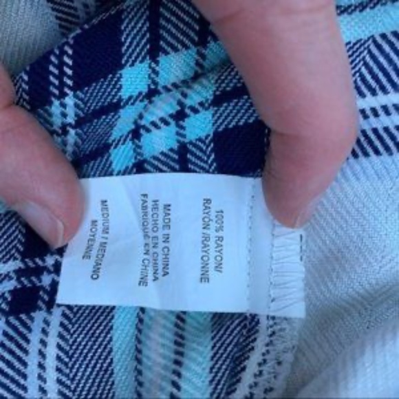 Rails Plaid Button Down ShortSleeve Top Blue White - Picture 3 of 5